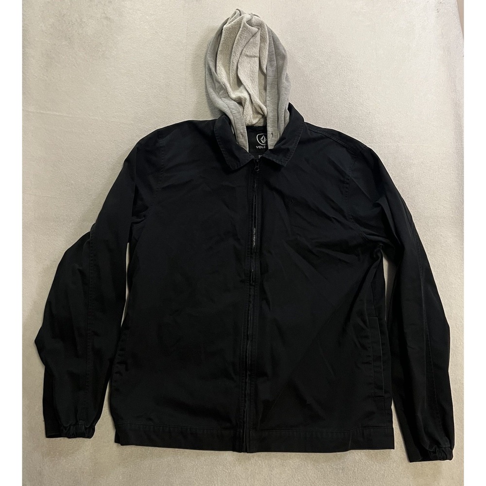 Volcom Warren Jacket Men's Size XL Black Hooded  Barn Chore Skater Coat
